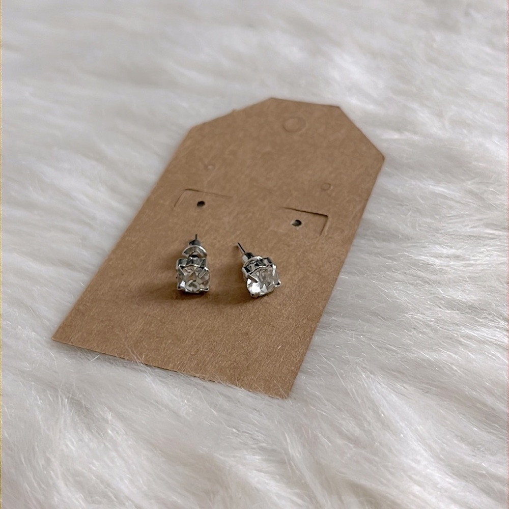 Silver Diamond CZ Stud Earrings